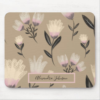 Neutral Blush Floral | Modern Botanical マウスパッド