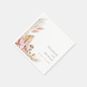 Neutral Blush Floral Pampas Grass Reception スタンダードカクテルナプキン (角)