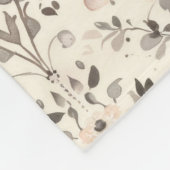 Neutral Blush Gray Botanical Fleece Blanket フリースブランケット (角)