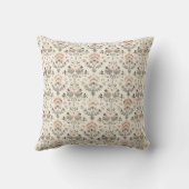 Neutral Blush Gray Botanical Throw Pillow クッション (裏面)