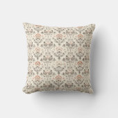 Neutral Blush Gray Botanical Throw Pillow クッション (正面)