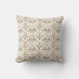 Neutral Blush Gray Botanical Throw Pillow クッション