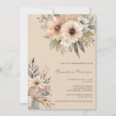 Neutral Bohemian Bridal Shower 招待状 (正面)