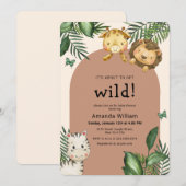 Neutral Boho Arch Wild Sarafi Animals Baby Shower 招待状 (正面/裏面)
