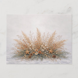 Neutral Boho Christmas Botanical Pampas Arrangemen シーズンポストカード