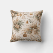 Neutral Boho Christmas Stocking Floral Pattern クッション (裏面)