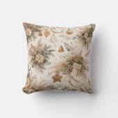 Neutral Boho Christmas Stocking Floral Pattern クッション (正面)