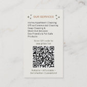 neutral Boho Cleaning Service Maid QR Code 名刺 (裏面)