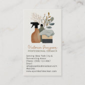 neutral Boho Cleaning Service Maid QR Code 名刺 (正面)
