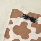 Neutral Boho Cow Print Western Cowgirl Beige Name ビーチタオル (インサイチュ)