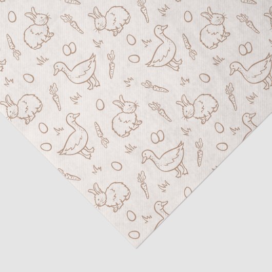 Neutral Boho Easter Bunny Goose Spring Beige 薄葉紙 (詳細)