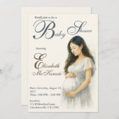 Neutral Boho Elegance Baby Shower Asian Mom to be 招待状 (正面/裏面)