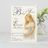 Neutral Boho Elegance Baby Shower Blonde Mom to be 招待状 (スタンド正面)