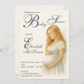 Neutral Boho Elegance Baby Shower Blonde Mom to be 招待状 (正面/裏面)
