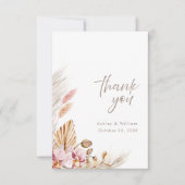 Neutral Boho Floral Wedding Thank You Card サンキューカード (正面)