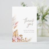 Neutral Boho Floral Wedding Thank You Card サンキューカード (スタンド正面)