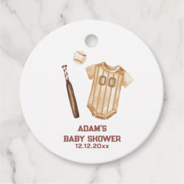 Neutral Boho Little Slugger Baseball Baby Shower  フェイバータグ