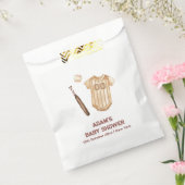 Neutral Boho Little Slugger Baseball Baby Shower フェイバーバッグ (封をした状態)