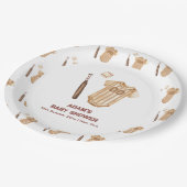 Neutral Boho Little Slugger Baseball Baby Shower  ペーパープレート (アングル)