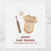 Neutral Boho Little Slugger Baseball Baby Shower ワインラベル (シングルラベル)