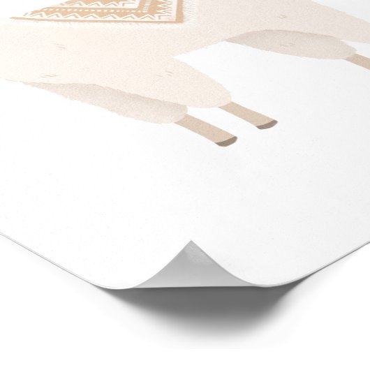 Neutral Boho Llama Girls Room Nursery Decor ポスター (角)