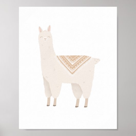 Neutral Boho Llama Girls Room Nursery Decor ポスター (正面)