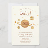 Neutral Boho Outer Space Solar System Baby Shower  招待状 (正面)