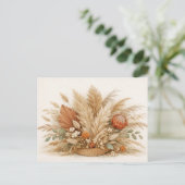 Neutral Boho Pampas Grass Floral Arrangement ポストカード (スタンド正面)