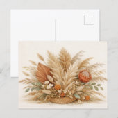 Neutral Boho Pampas Grass Floral Arrangement ポストカード (正面/裏面)