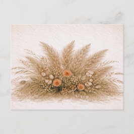 Neutral Boho Pampas Grass Wildflower Arrangement ポストカード