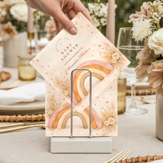 Neutral Boho Rainbow Baby Shower スタンダードカクテルナプキン