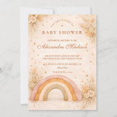 Neutral Boho Rainbow Baby Shower 招待状 (正面)