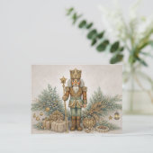 Neutral Boho Watercolor Christmas Nutcracker King シーズンポストカード (スタンド正面)