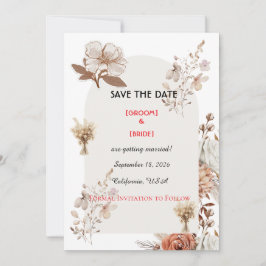 Neutral Boho Wedding Save The Date セーブザデート