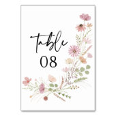 Neutral Boho Wildflower Floral Wedding テーブルナンバー (裏面)
