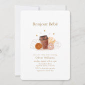 Neutral Bonjour Bébé Coffee Brunch Baby shower 招待状 (正面)
