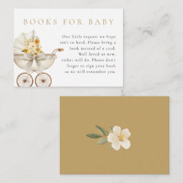 Neutral Books for Baby Card Ivory & Golden Floral エンクロージャーカード