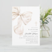 Neutral Bow Bow Baptism Invitation 招待状 (スタンド正面)