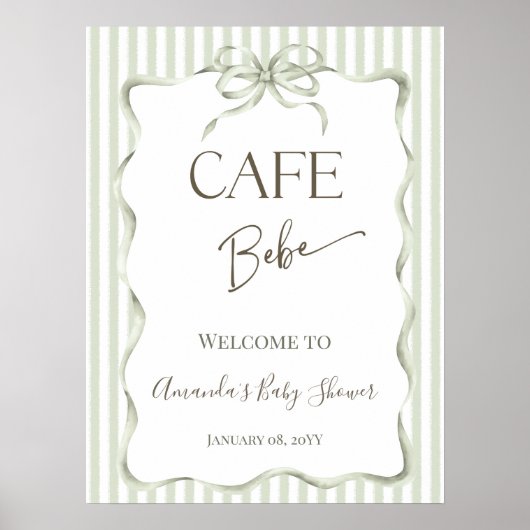 Neutral Bow Cafe Bebe Coffee Baby Shower Welcome ポスター (正面)