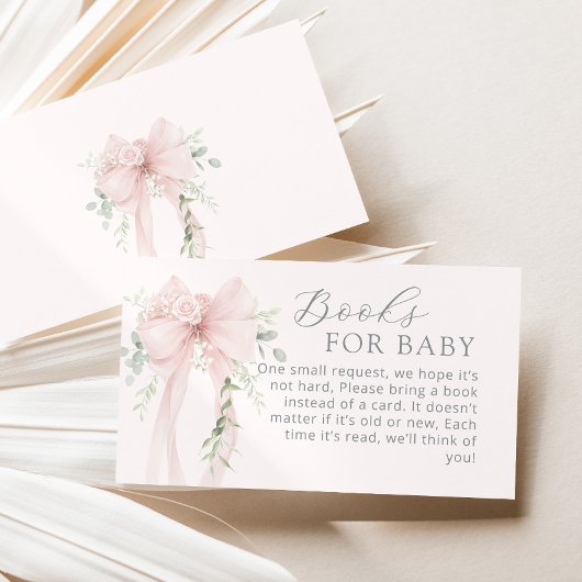 Neutral Bow Greenery Books for baby エンクロージャーカード