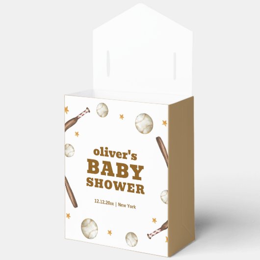 Neutral Boy Batter Up Baseball Sport Baby Shower  フェイバーボックス (見開き)