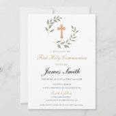 Neutral Boy Girl First Communion Invitation Editab 招待状 (正面)