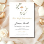 Neutral Boy Girl First Communion Invitation Editab 招待状