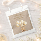 Neutral Brown Teddy Bear Baby Shower フェイバーバッグ (クリップ留めされた状態)