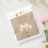 Neutral Brown Teddy Bear Baby Shower フェイバーバッグ (封をした状態)