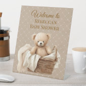 Neutral Brown Teddy Bear Baby Shower  台座サイン (インサイチュ)