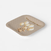 Neutral Brown Teddy Bear Baby Shower Paper Plate ペーパープレート (傾斜あり)