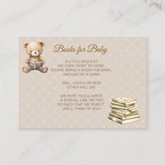 Neutral Brown Teddy Bear - Books for Baby エンクロージャーカード (正面)