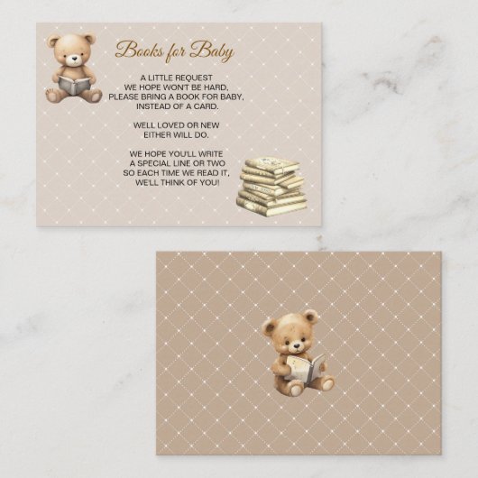 Neutral Brown Teddy Bear - Books for Baby エンクロージャーカード (正面/裏面)