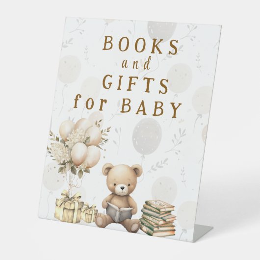 Neutral Brown Teddy - Books and Gifts for Baby 台座サイン (正面)